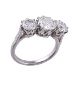 A diamond three stone ring