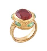 A fire opal and peridot ring by Natalia Josca