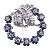 A 1960s sapphire and diamond flowerhead circlet brooch