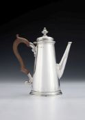 A George I silver straight-tapered coffee pot by Edward Feline
