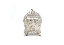 An early George III silver tea caddy by John Langford II & John Sebille