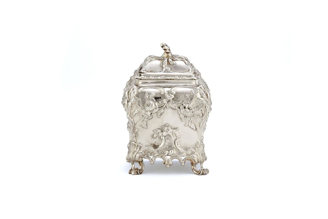 An early George III silver tea caddy by John Langford II & John Sebille