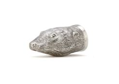 A silver otter's head stirrup cup by Richard Comyns