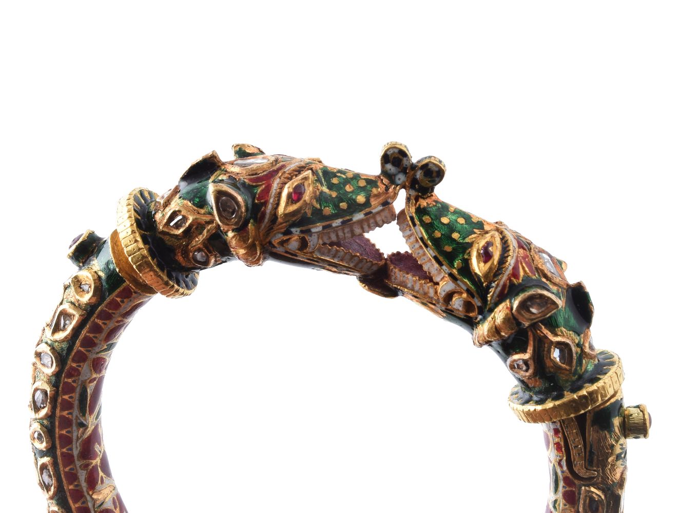 A pair of Jaipur enamel dragon bangles (Kada) - Image 3 of 4