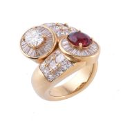 A ruby and diamond dress ring