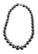 A Tahitian cultured pearl and diamond necklace