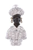 A diamond and cultured pearl blackamoor brooch by Vesco