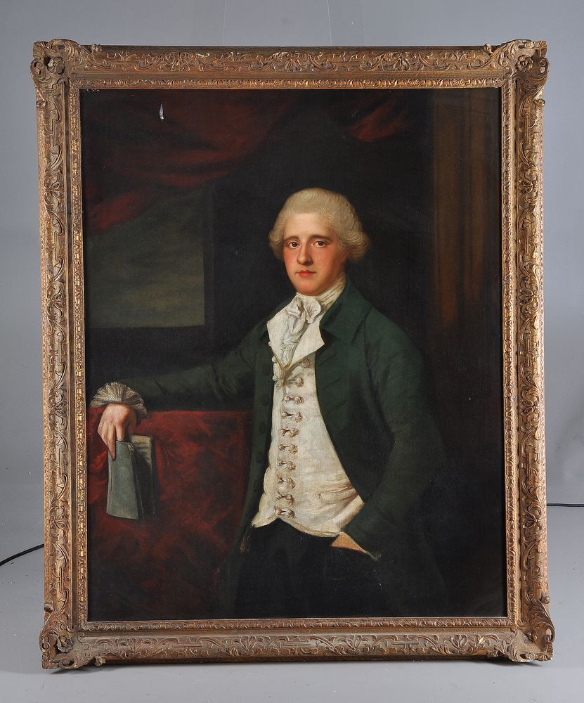 Attributed to Mason Chamberlin (British 1727-1787), A portrait of a young man with book - Image 2 of 3