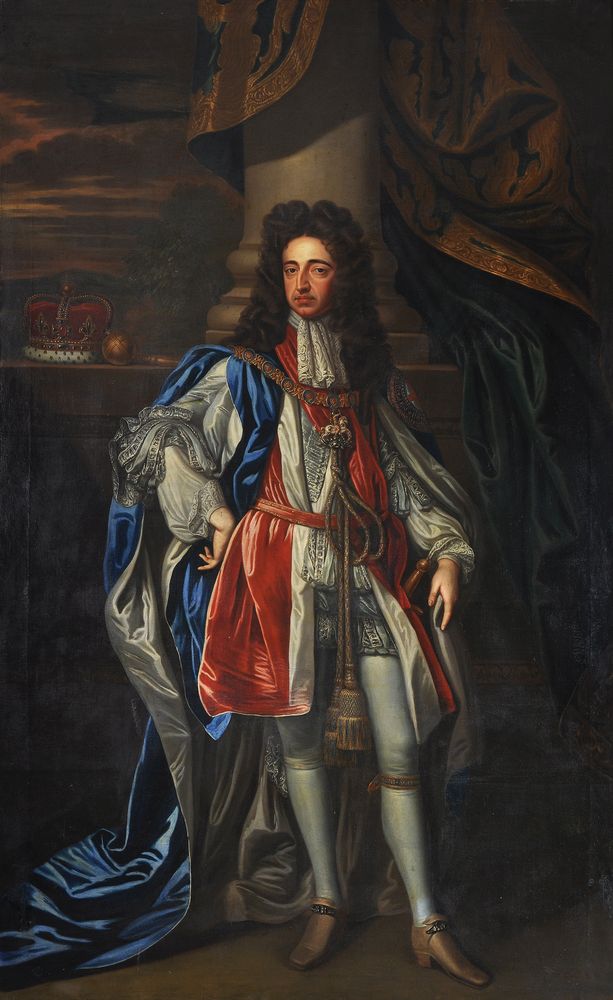 Follower of Sir Godfrey Kneller, Portraits of William and Mary in coronation robes