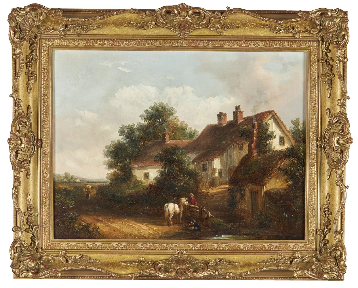 Thomas Smythe (British 1825-1907), A wayside chat; Horses watering - Image 3 of 6