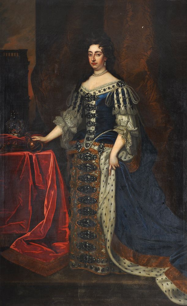 Follower of Sir Godfrey Kneller, Portraits of William and Mary in coronation robes - Image 2 of 8