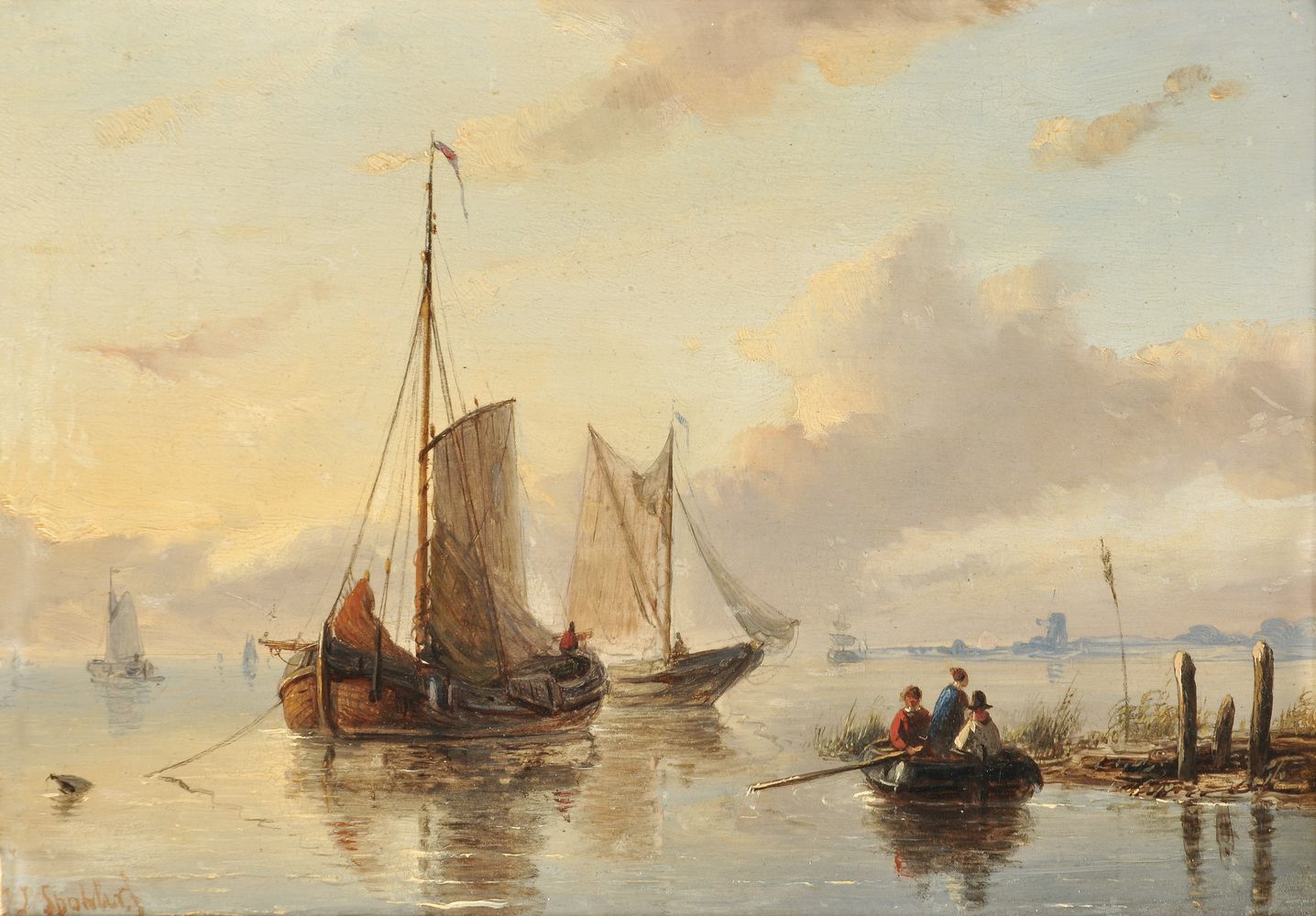 Attributed to Jan Jacob Spohler (Dutch 1811-1866), Dutch fishing boats