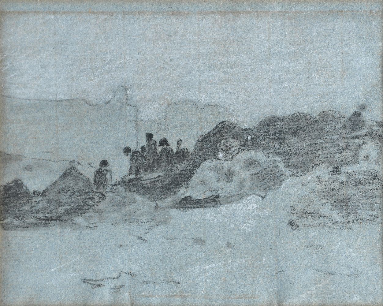 Attributed to John Linnell (British 1792-1882), A set of five landscape and figurative sketches (5)
