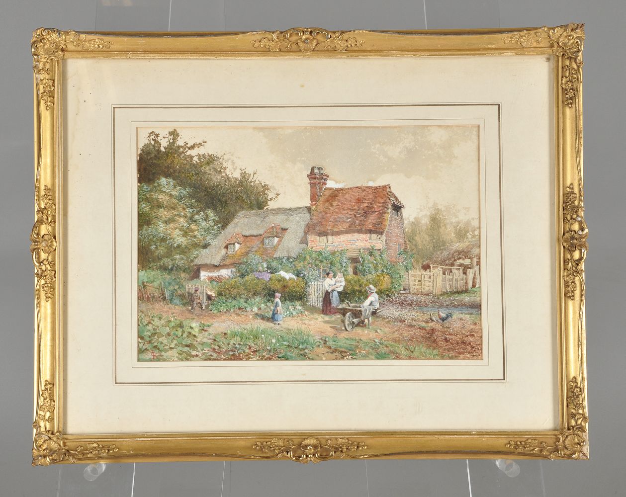 Follower of William Stephen Coleman, Mother and child outside a country cottage - Image 2 of 3