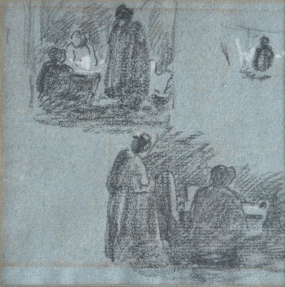 Attributed to John Linnell (British 1792-1882), A set of five landscape and figurative sketches (5) - Image 2 of 6