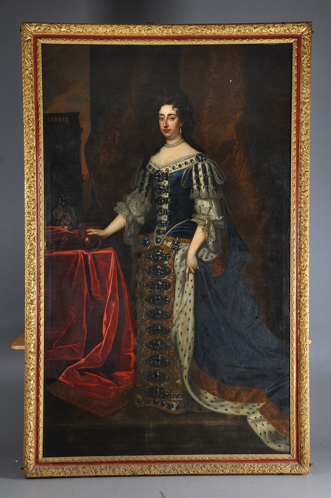 Follower of Sir Godfrey Kneller, Portraits of William and Mary in coronation robes - Image 4 of 8