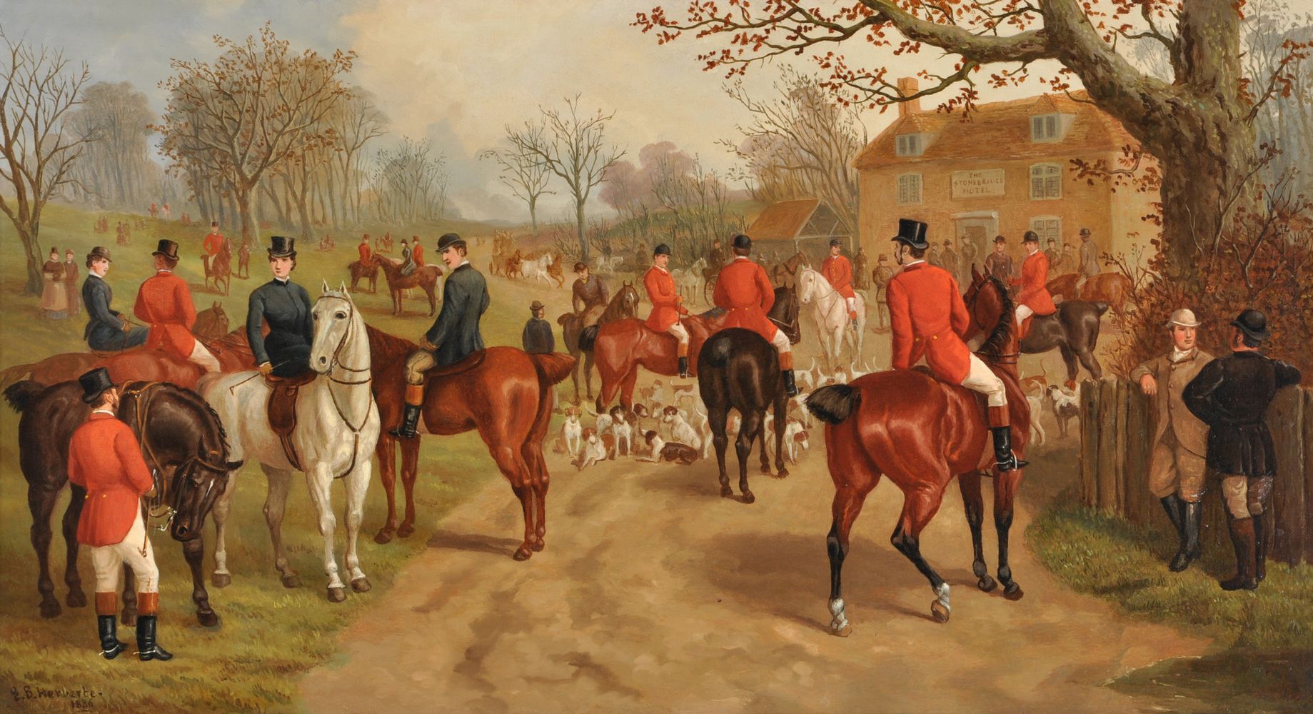 Edward Benjamin Herberte (British 1857-1893), Set of four hunting scenes (4) - Image 4 of 6