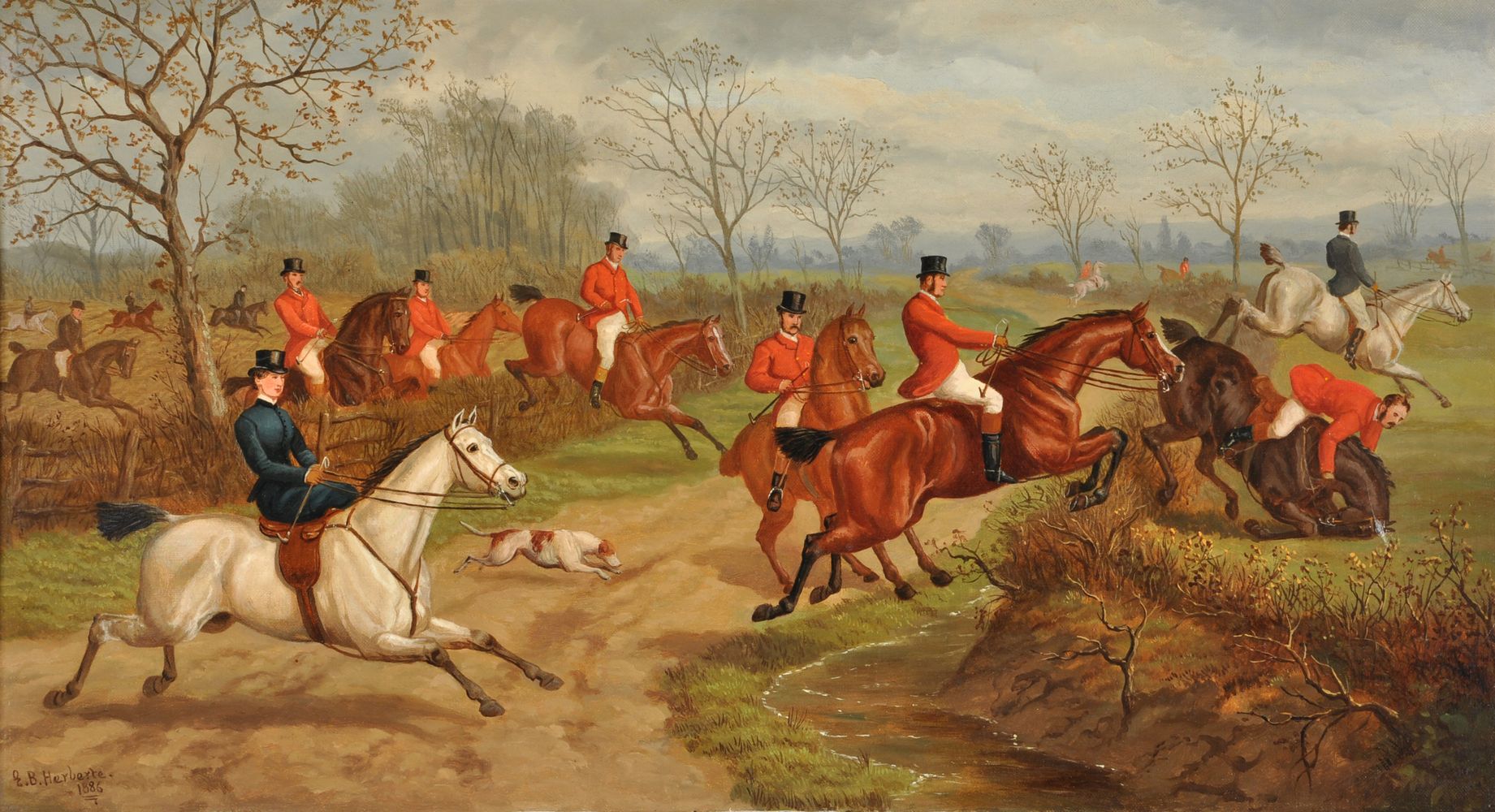 Edward Benjamin Herberte (British 1857-1893), Set of four hunting scenes (4) - Image 2 of 6
