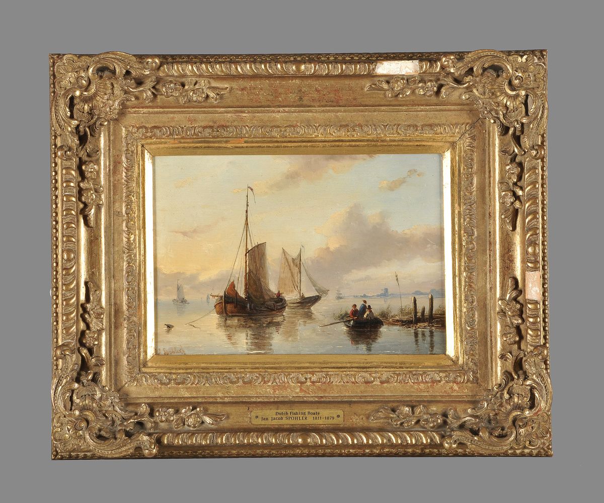Attributed to Jan Jacob Spohler (Dutch 1811-1866), Dutch fishing boats - Image 2 of 3
