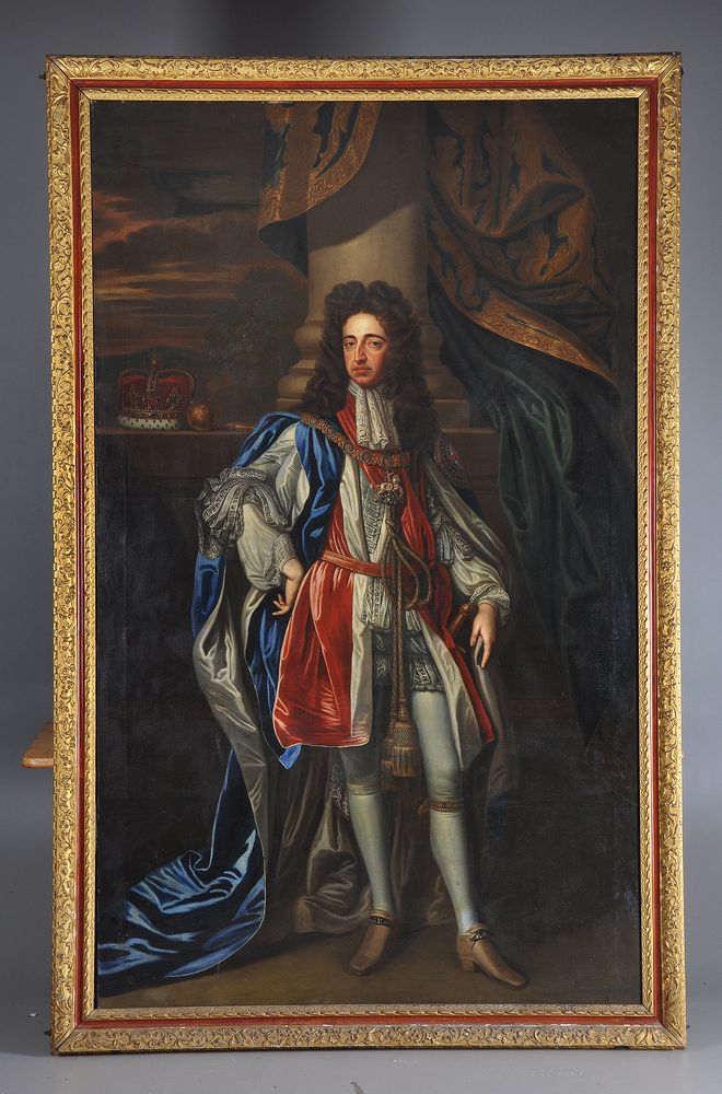 Follower of Sir Godfrey Kneller, Portraits of William and Mary in coronation robes - Image 3 of 8
