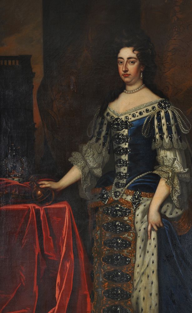 Follower of Sir Godfrey Kneller, Portraits of William and Mary in coronation robes - Image 5 of 8