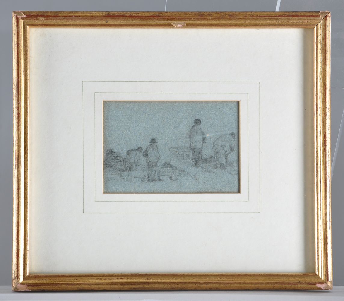 Attributed to John Linnell (British 1792-1882), A set of five landscape and figurative sketches (5) - Image 6 of 6