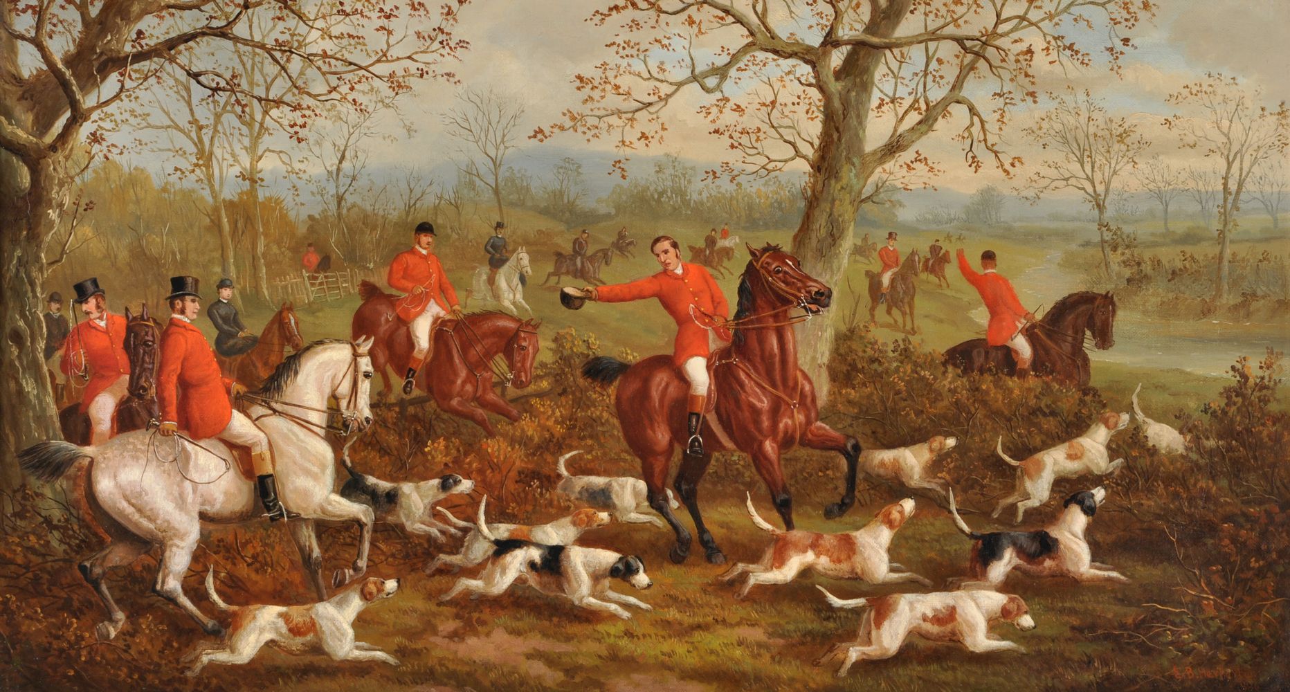 Edward Benjamin Herberte (British 1857-1893), Set of four hunting scenes (4) - Image 3 of 6