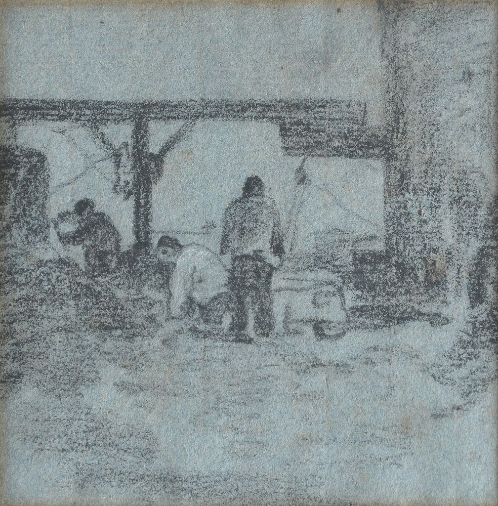 Attributed to John Linnell (British 1792-1882), A set of five landscape and figurative sketches (5) - Image 3 of 6