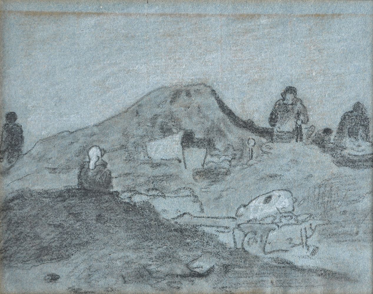 Attributed to John Linnell (British 1792-1882), A set of five landscape and figurative sketches (5) - Image 5 of 6