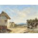Attributed to Alfred Vickers (British 1786-1868), A track through a village; A ruined castle by a br - Image 1 of 6