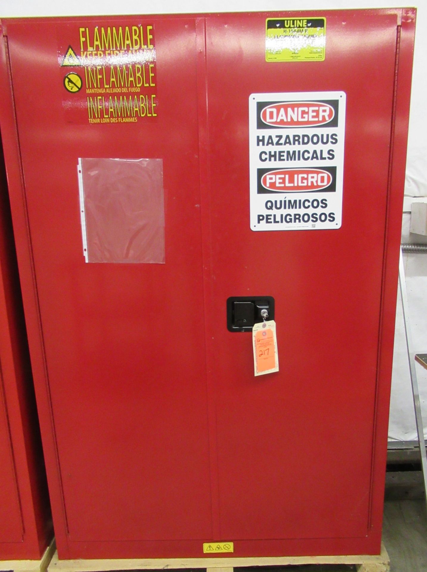 Uline H-1564M-R 45 Gallon Flammable Liquid Storage Cabinet & Contents