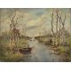 Ernst Marfels, 1886 Frankfurt/ Sachsenhausen - 1958 Heidelberg, Bachlandschaft mit Boot, wohl im - Bild 1 aus 3