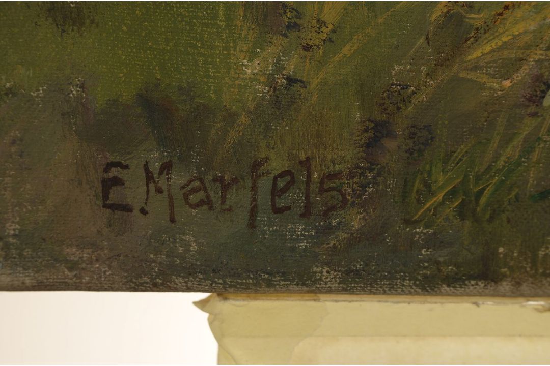 Ernst Marfels, 1886 Frankfurt/ Sachsenhausen - 1958 Heidelberg, Bachlandschaft mit Boot, wohl im - Bild 2 aus 3