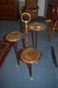 Walnut Three Tier Display Stand with Brass Lion Paw Feet