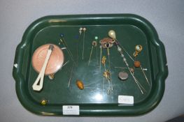 Assorted Hat Pins and a Vanity Mirror