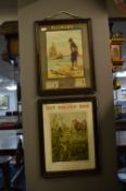 Pair of Wills Advertising Print in Original Wills Frames - Bulwark Cut Plug and Cut Golden Bar Tobac
