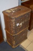 Brown Canvas Wood Bound Travel Trunk