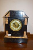 Black Slate & Marble Effect Mantel Clock