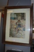 Oak Framed Pears Print by W.S.Coleman