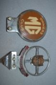 Two Grill Badges - MG Owners Club and Jaguar Drivers Club