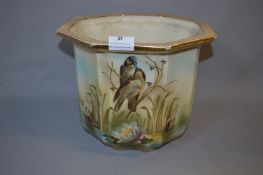 Large Bird & Lily Pond Decorated Jardiniere