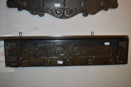 Oak Wall Mounted Five Hook Hat & Coat Shelf