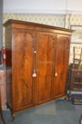 Mahogany Veneered Triple Wardrobe with Fitted Interior