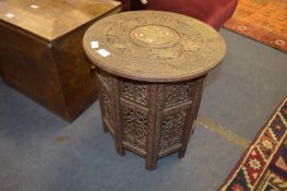 Carved Indian Teak Wood Side Table