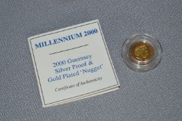 Guernsey Silver Proof and Gold Plated Nugget - Millenium 2000