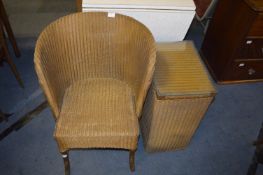Lloyd Loom Gold Wicker Armchair and Linen Basket