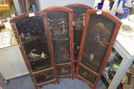 Japan Lacquered Four Panel Screen