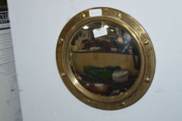 Circular Brass Framed Convex Wall Mirror