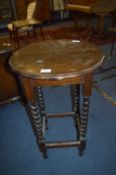 Oak Circular Topped Occasional Table on Barley Twist Legs