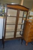 Walnut Veneered Tall Two Door Display Cabinet